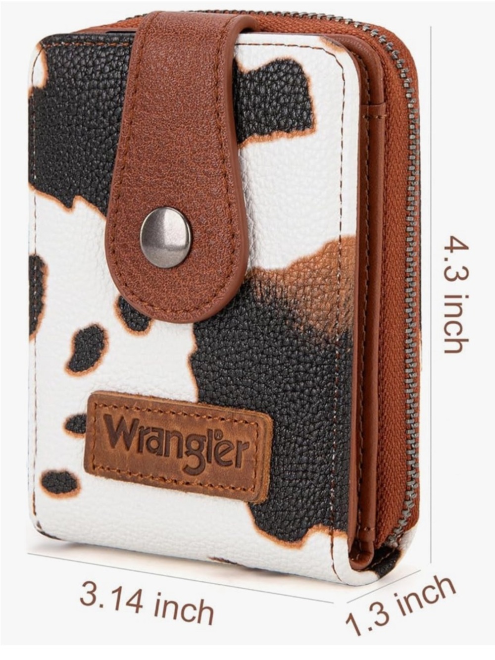 Wrangler Brown & White Cowhide Print Compact Wallet - Picture 4 of 5
